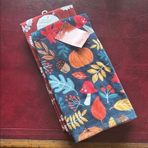 Mushrooms Themed Kitchen Towels Set of 2 New With Tags 100% Cotton Ritz Brand